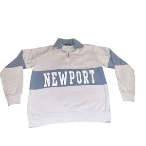 BRANDY MELVILLE Newport 1/4 Zip Sweatshirt Isabella Blue Grey MED